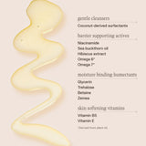 What's inside Mosey Elysian Eucalyptus body cleanser: coconut-derived cleansers, niacinamide, sea buckthorn oil, hibiscus extract, four humectants, vitamins B5 and E